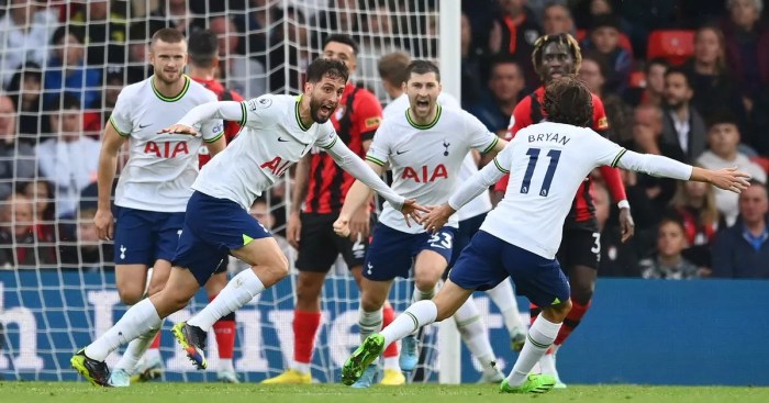 Rekap pertandingan Bournemouth vs Tottenham Hotspur serta highlight